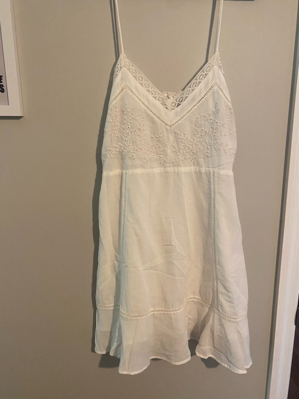 Zara White Lace-Trim Slip Dress